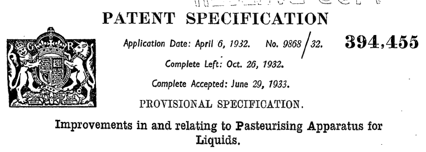 GB394455 (A) - Improvements in and relating to pasteurising apparatus for liquids